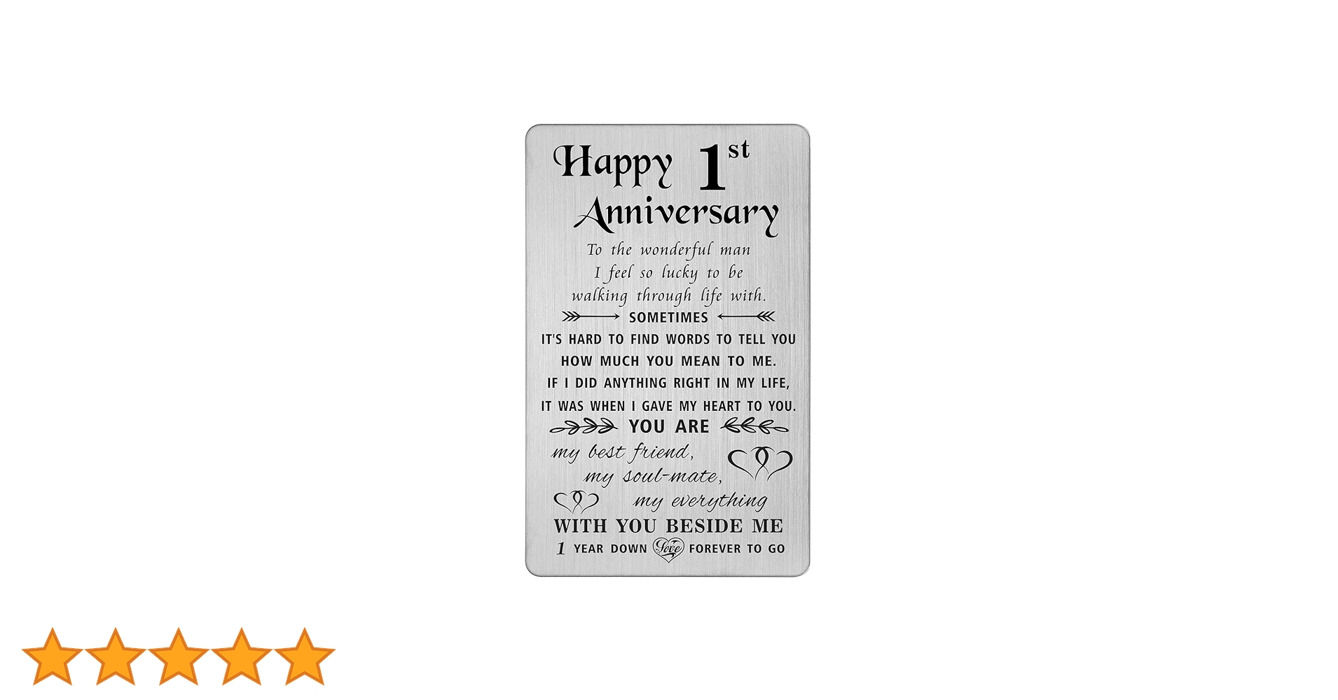 TANWIH 1 Year Anniversary Card Gifts for Men, Happy 1st